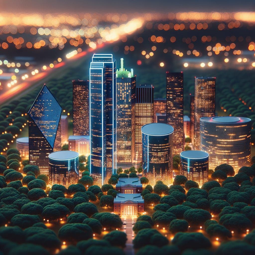 Miniature Dallas in Woods: Vintage Animation Style