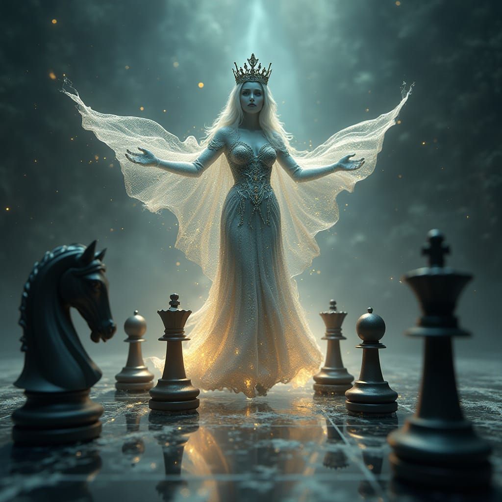 Ethereal Chess Queen Emerges in Cell-Shaded Style