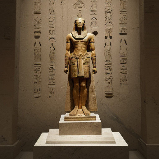 Elegant Ancient Egyptian Statue in Museum Lighting