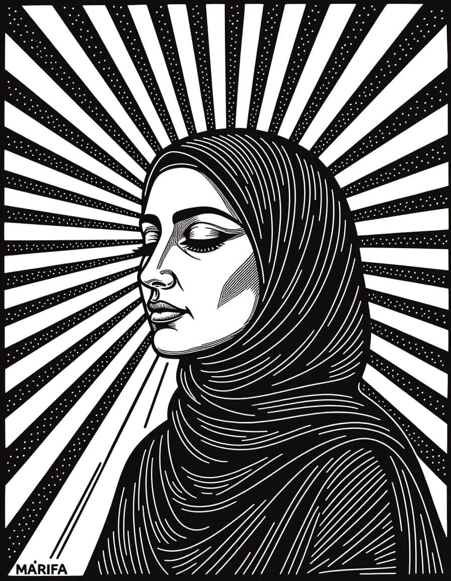 Ma'rifa: Embodiment of Knowledge Palestinian Woman Linocut P...