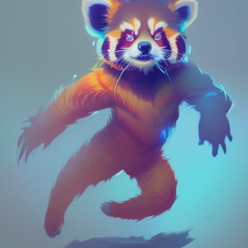 Chibi Red Panda Portrait in Digital Art Style