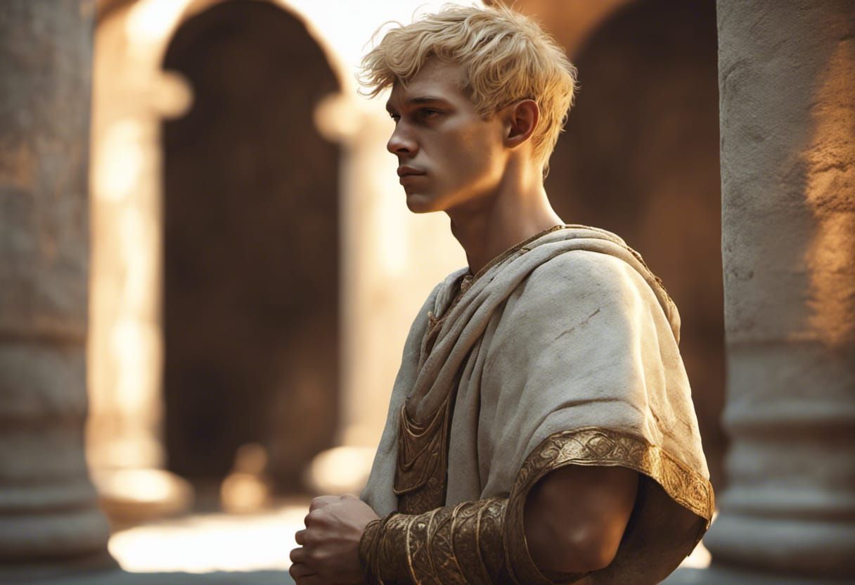 Roman Tunic Portrait with Moody Lighting, Digital Art