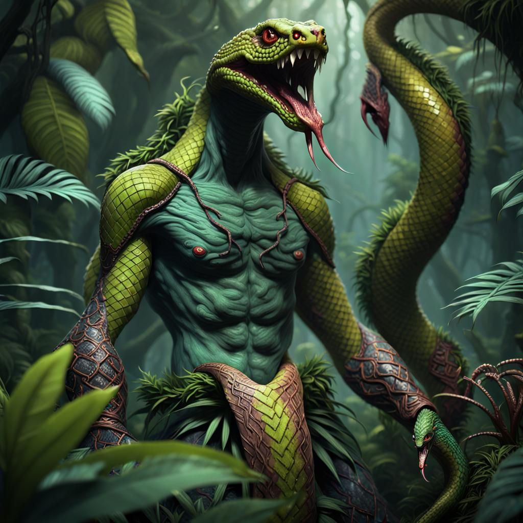 Fantastical Jungle Serpent Man