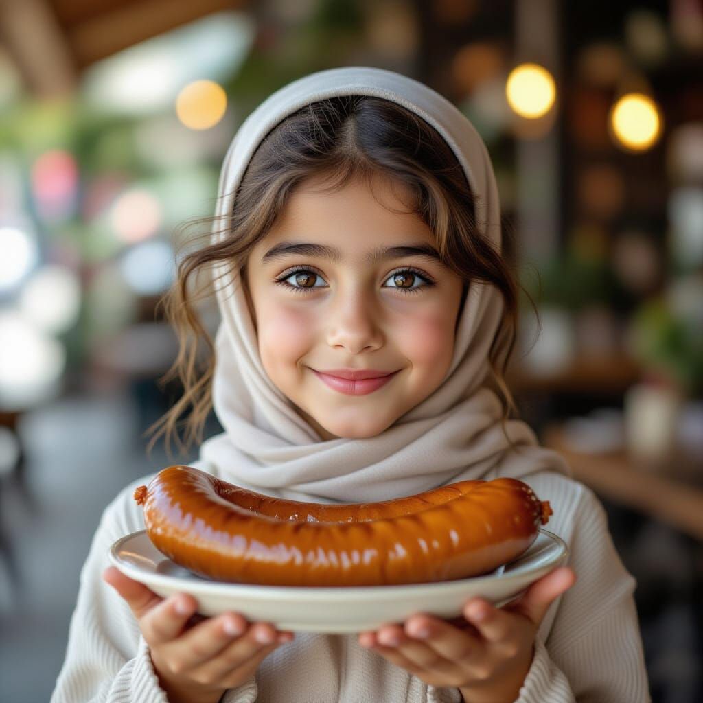 Lebanese Girl with Sausage Plate - Professional Portrait