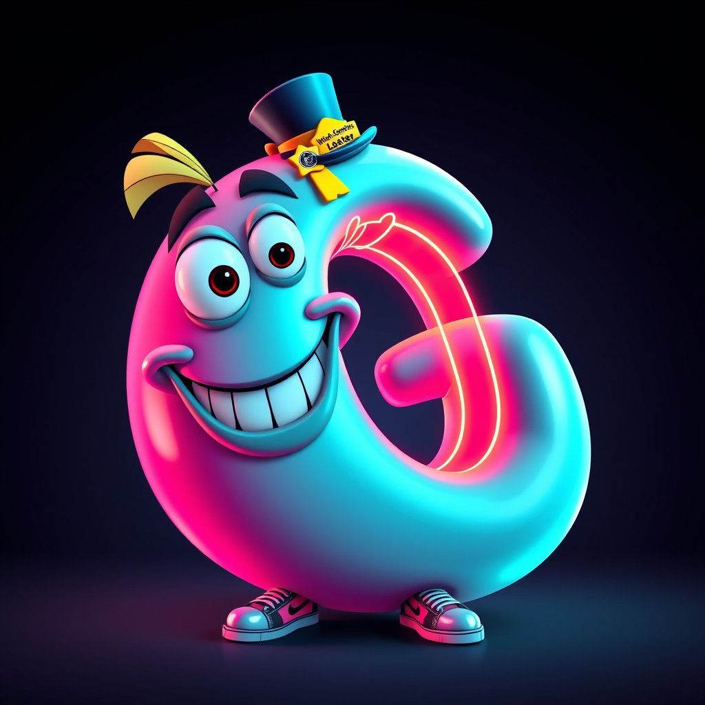 Sarcastic Letter G Character in Cartoon Style