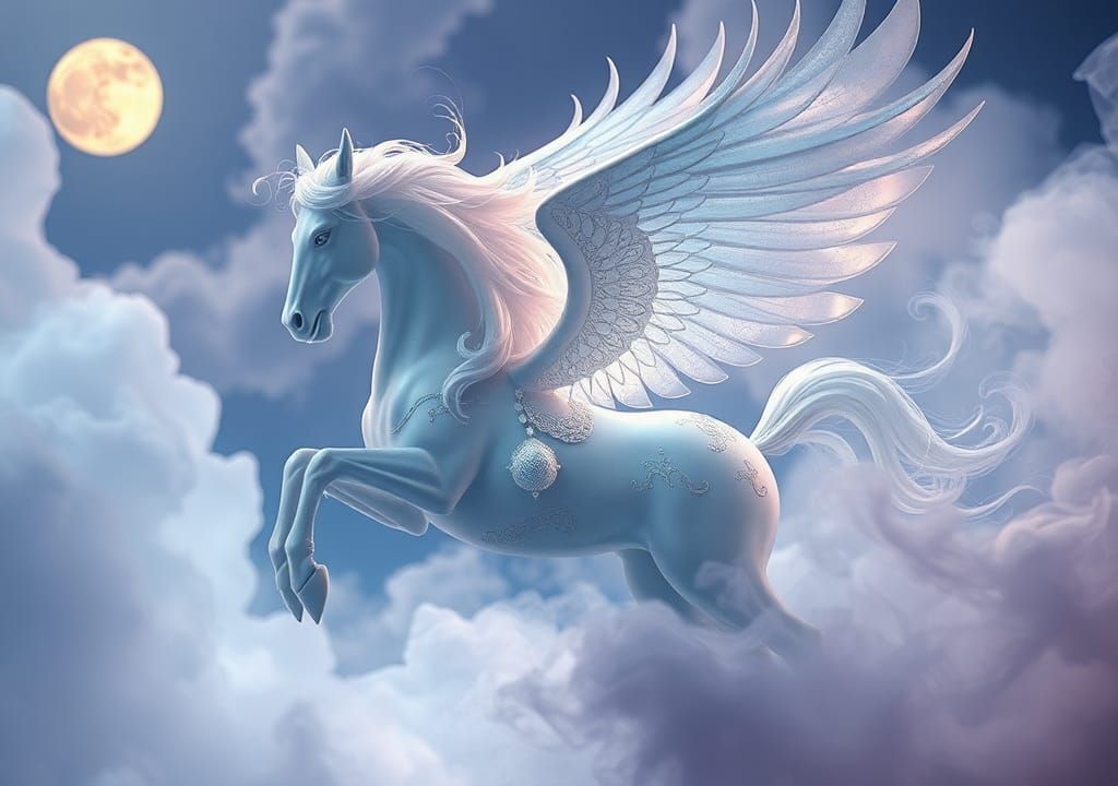 Ethereal Smoke Pegasus in Dreamlike Flight