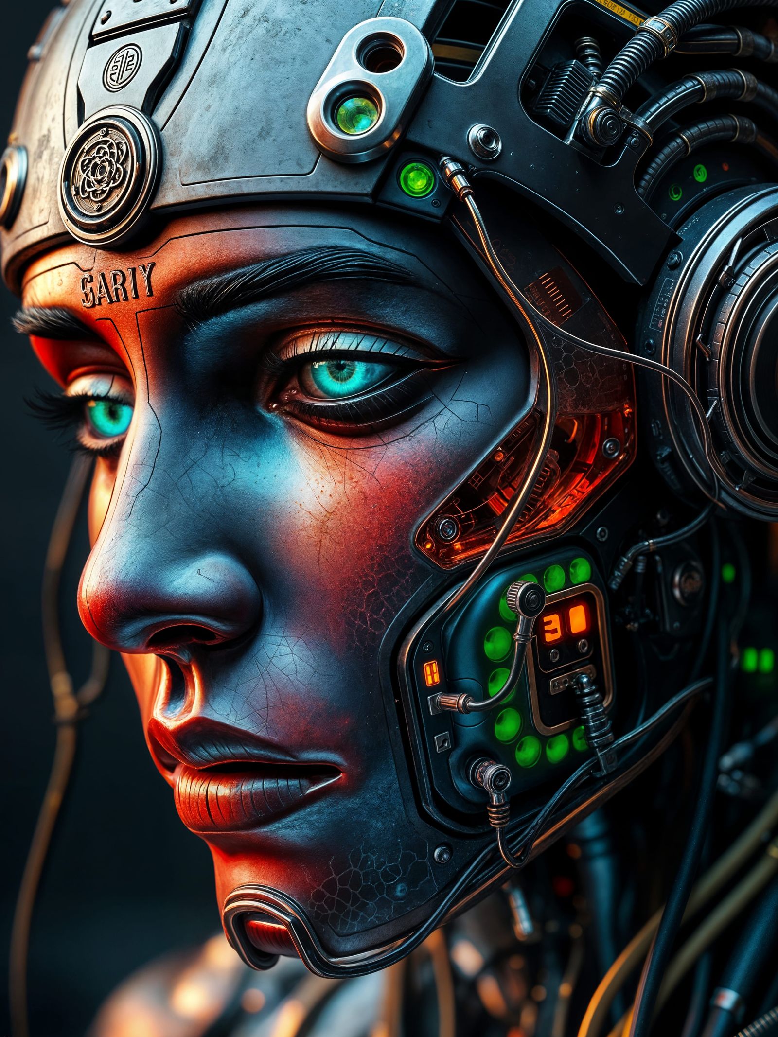 Cyborg Goddess of Celtic-Indian Heritage