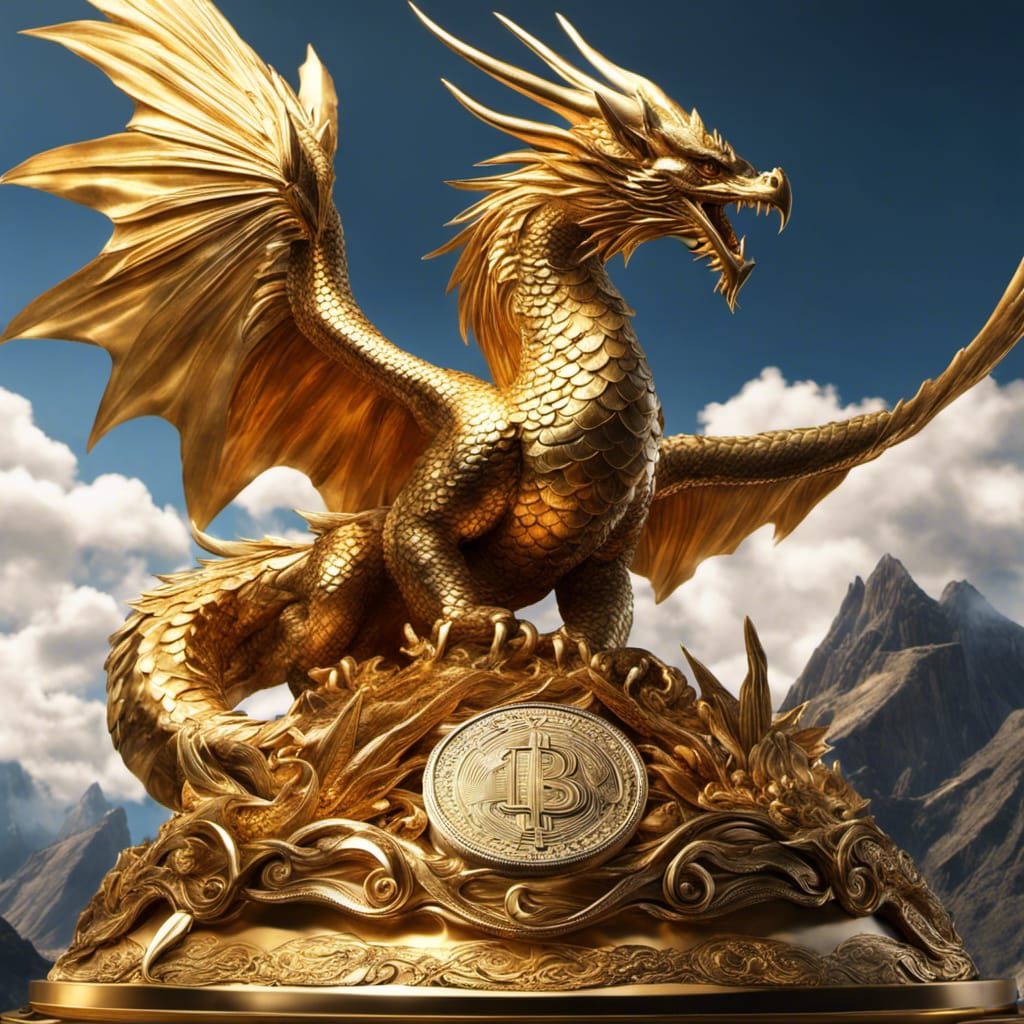 Golden Dragon Coiled Around Phoenix Trophy