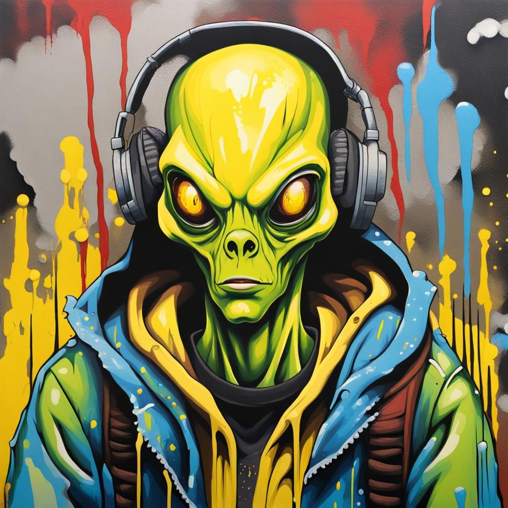 Alien Teenager Graffiti Art Video Game Character