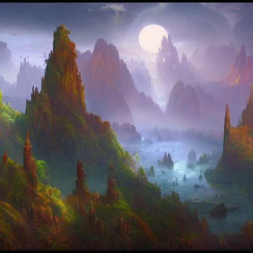 Fantastical Window View in Detailed Matte Painting