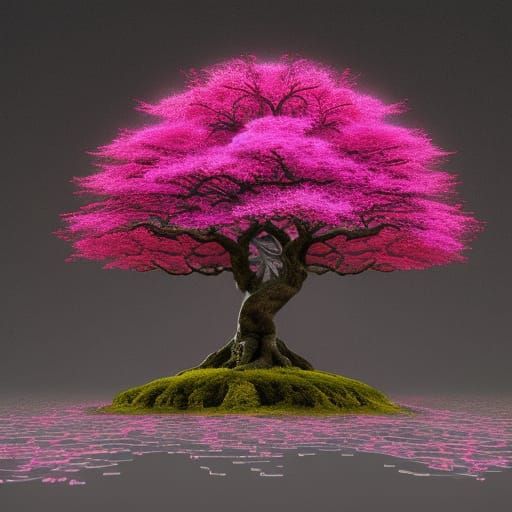 Pink Bonsai Tree in Digital Matte Painting