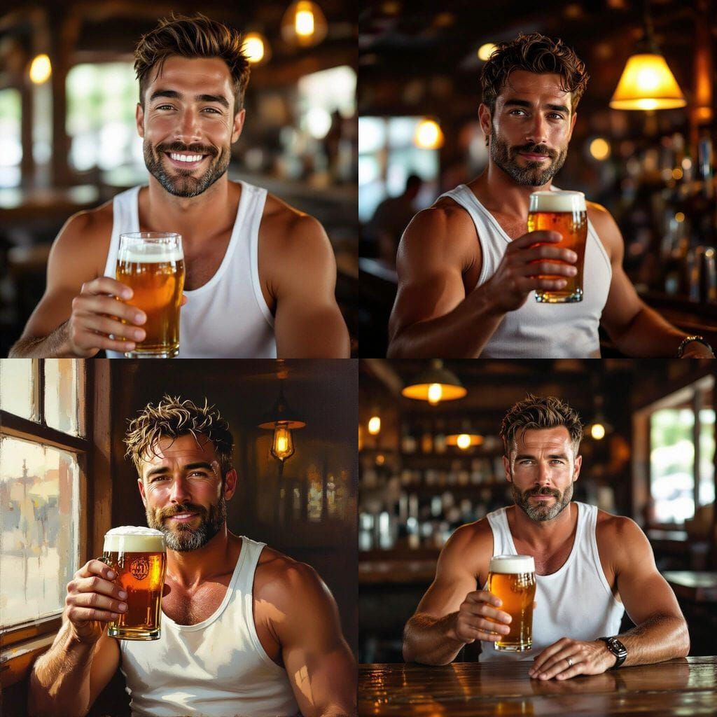 Man in White Singlet Holds a Beer