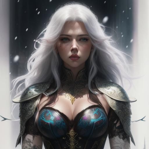 Elegant Elf in Winter Forest, Digital Art