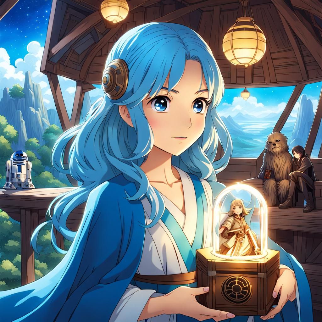 Anime Girl with Star Wars Figurine