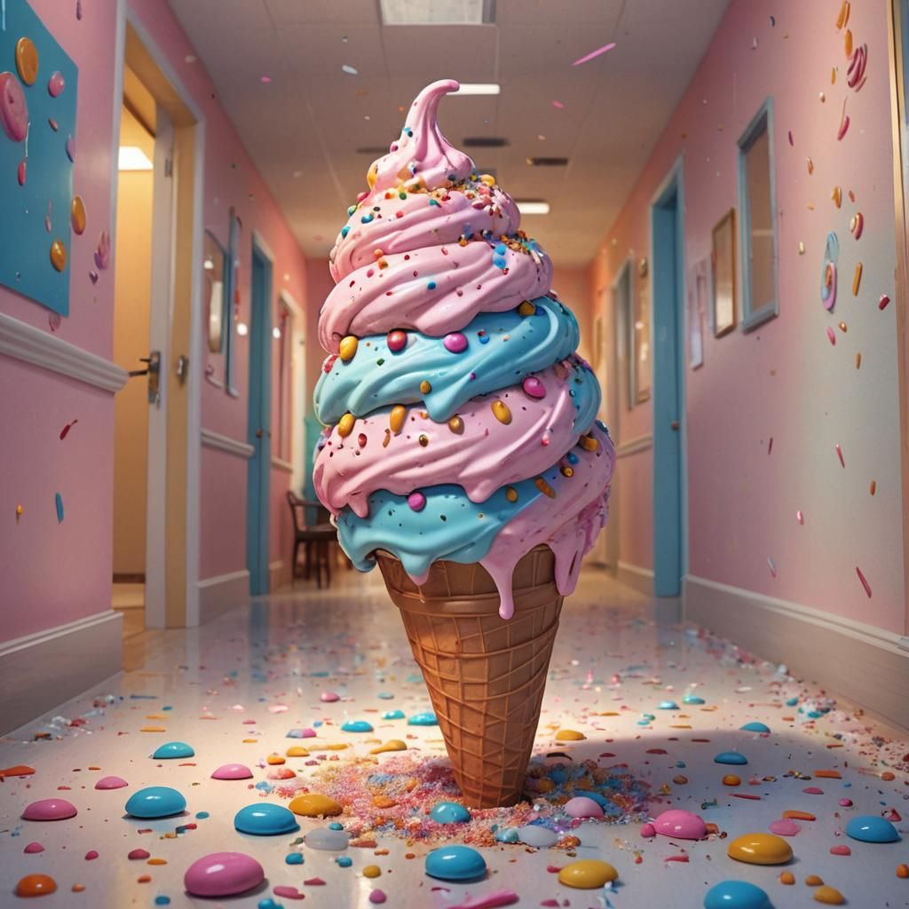 Giant Ice Cream Cone in Nursing Home: Whimsical Art