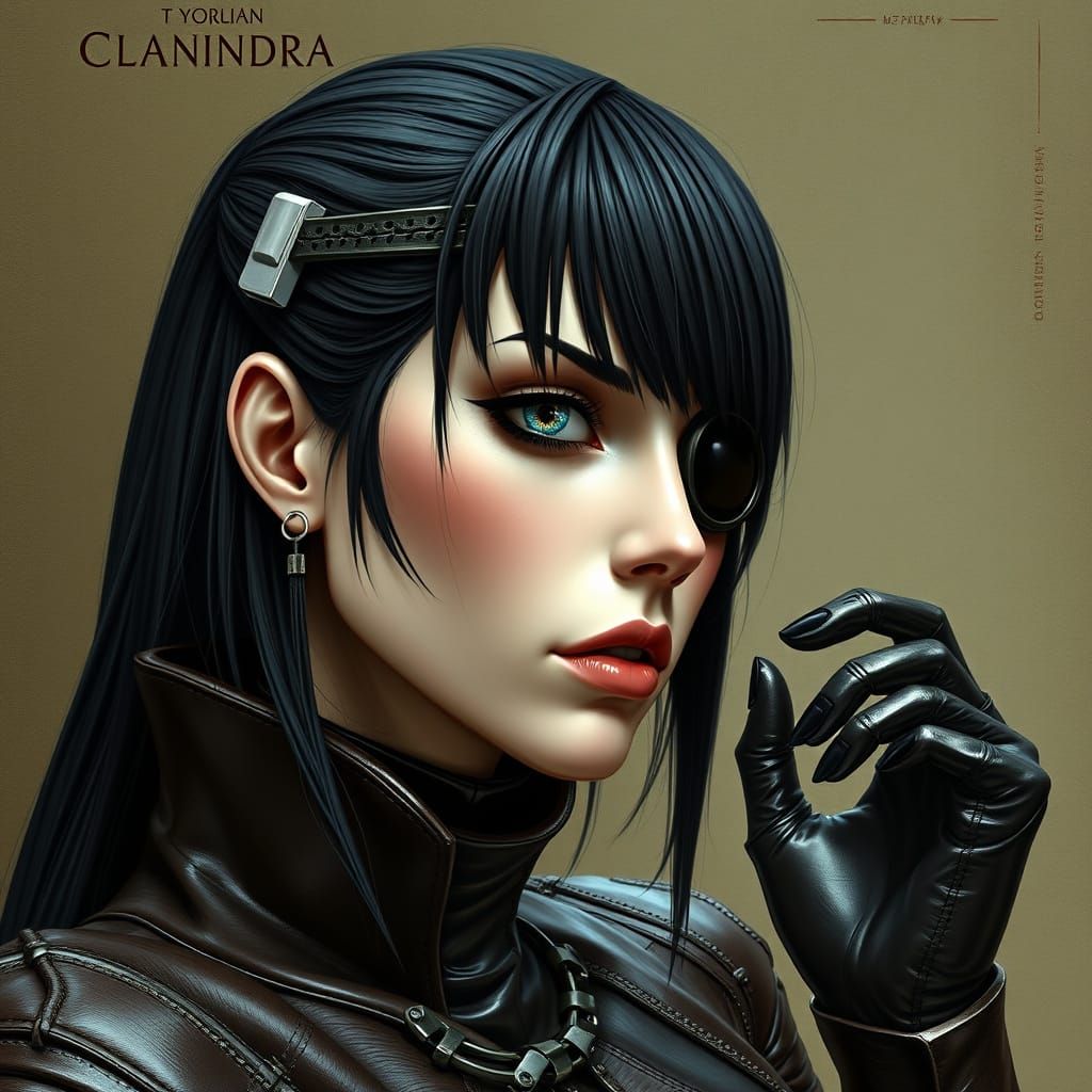 Cyberpunk Humanoid Calandra Virelume in Industrial Gear