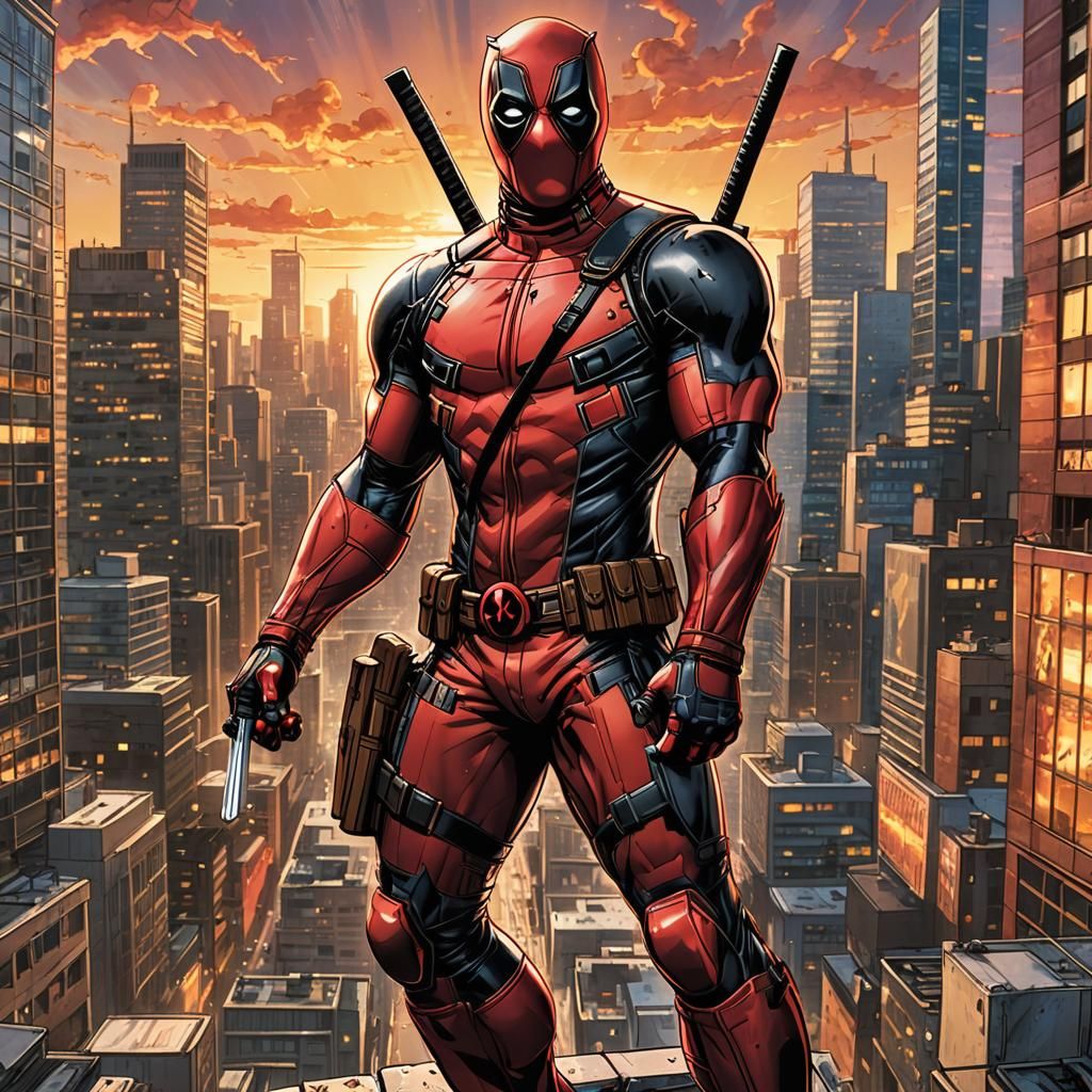Deadpool Comic Book Art with Mischievous Grin
