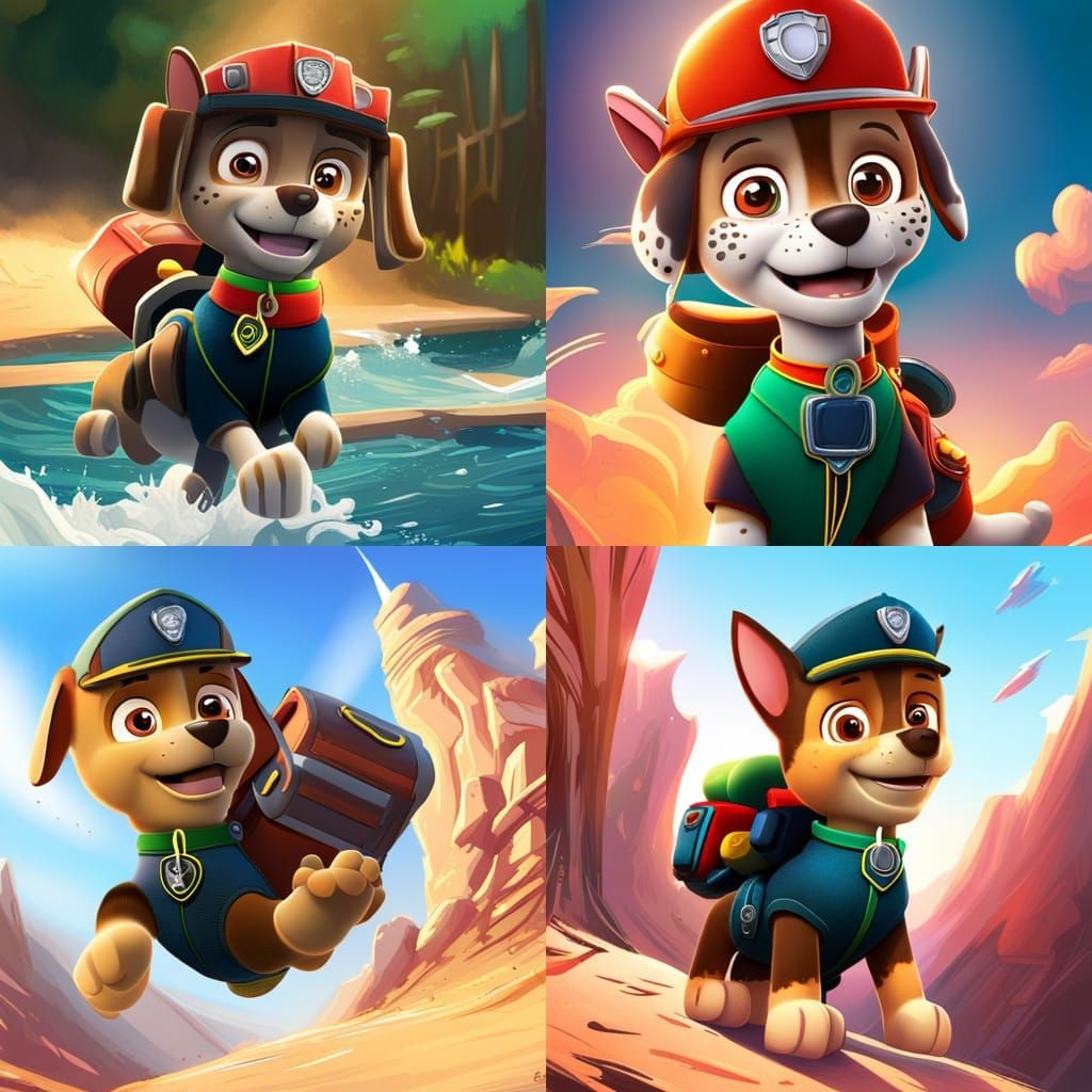 Hyperrealistic Paw Patrol Splash Art