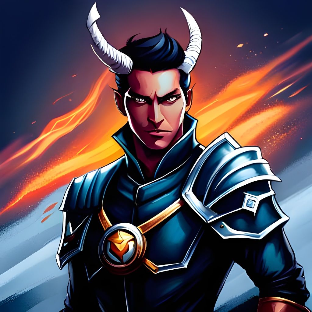 Tiefling Paladin Character Portrait with Lava Eyes