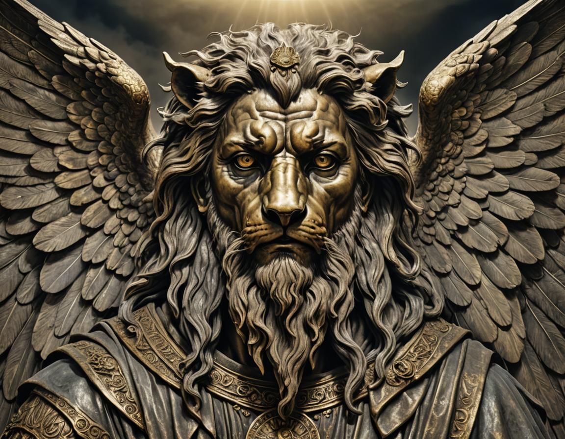 Winged Cherub Portrait in Dark Fantasy Style