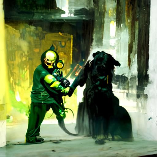 Armored Man with Dog in Sinister Style