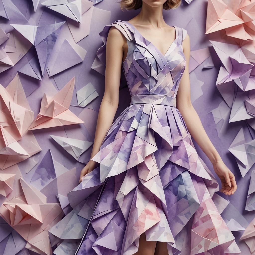 Model in Violet Dress: Pastel Watercolor Art