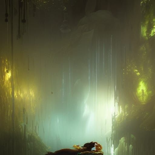 Heart Glass with Luminous Wolf Orbs: Digital Art