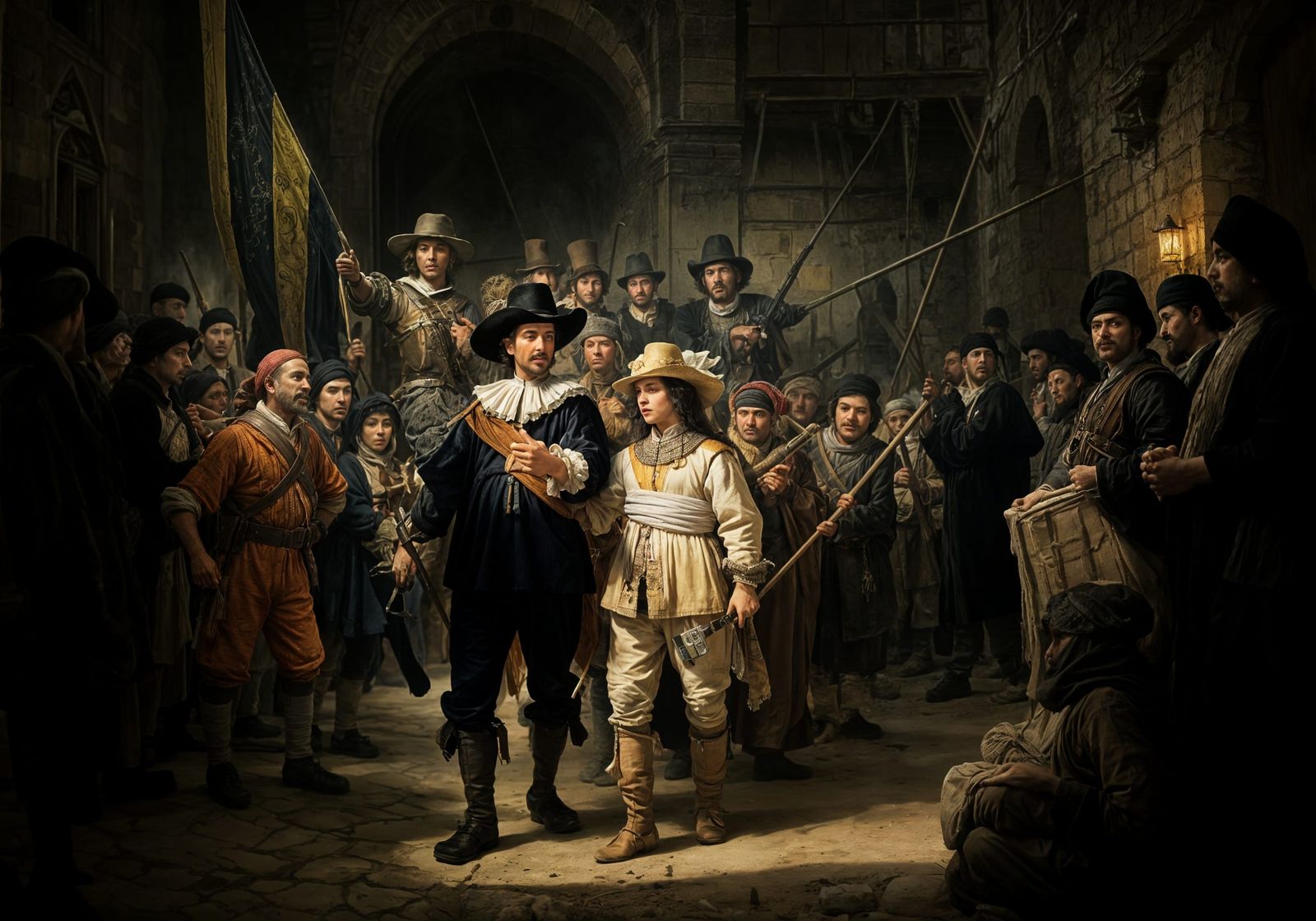Palestinian Freedom Fighters Reimagined as Rembrandt's Night...