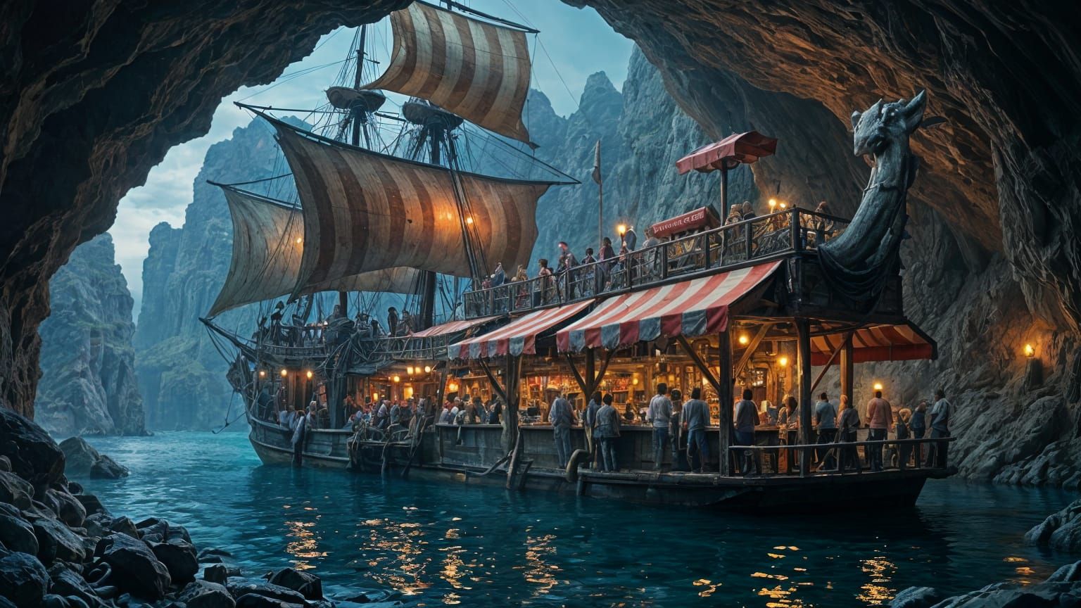 Pirate Tavern in Secluded Cave