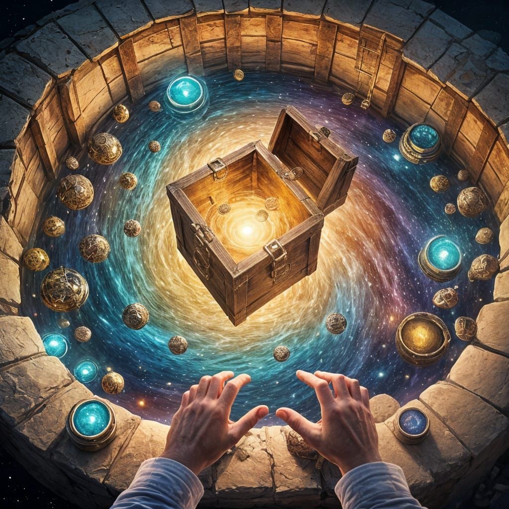 Hands Uncover Glowing Treasure Chest in Earth