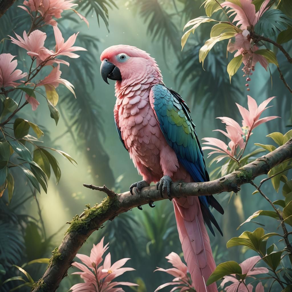 Pastel Pink Parrot Concept Art in Unreal Engine
