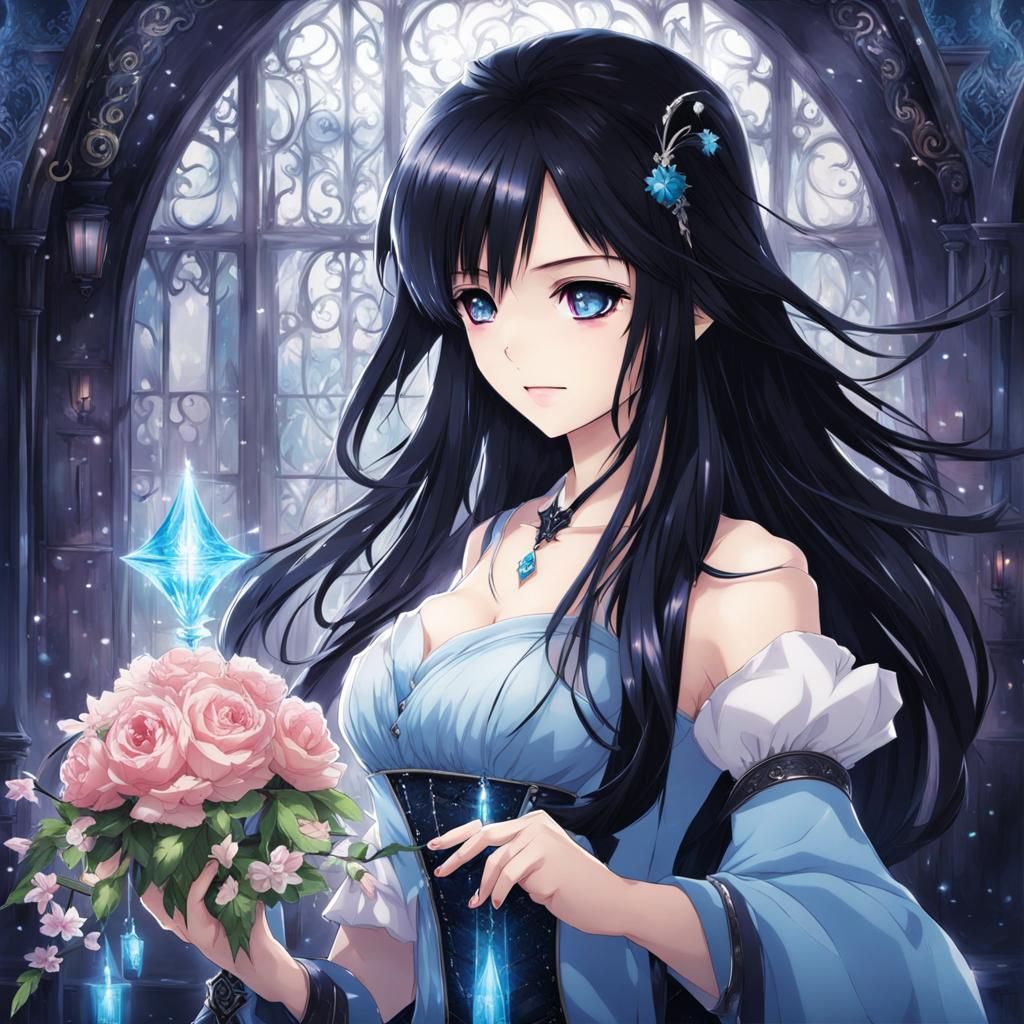 Ethereal Anime Girl Frozen in Time