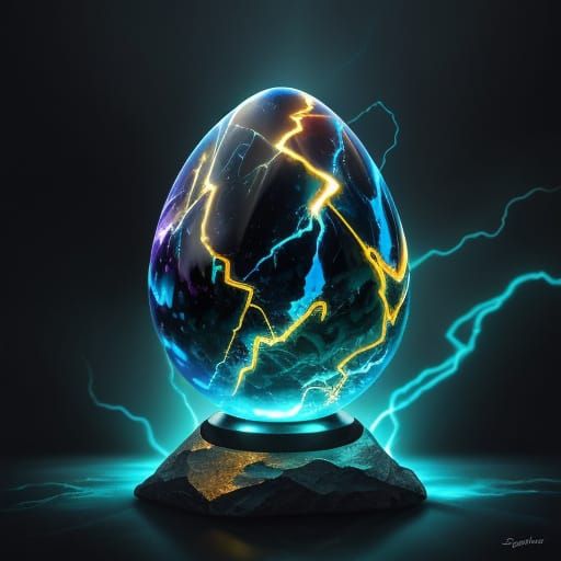 Ethereal Crystal Egg in Electric Storm
