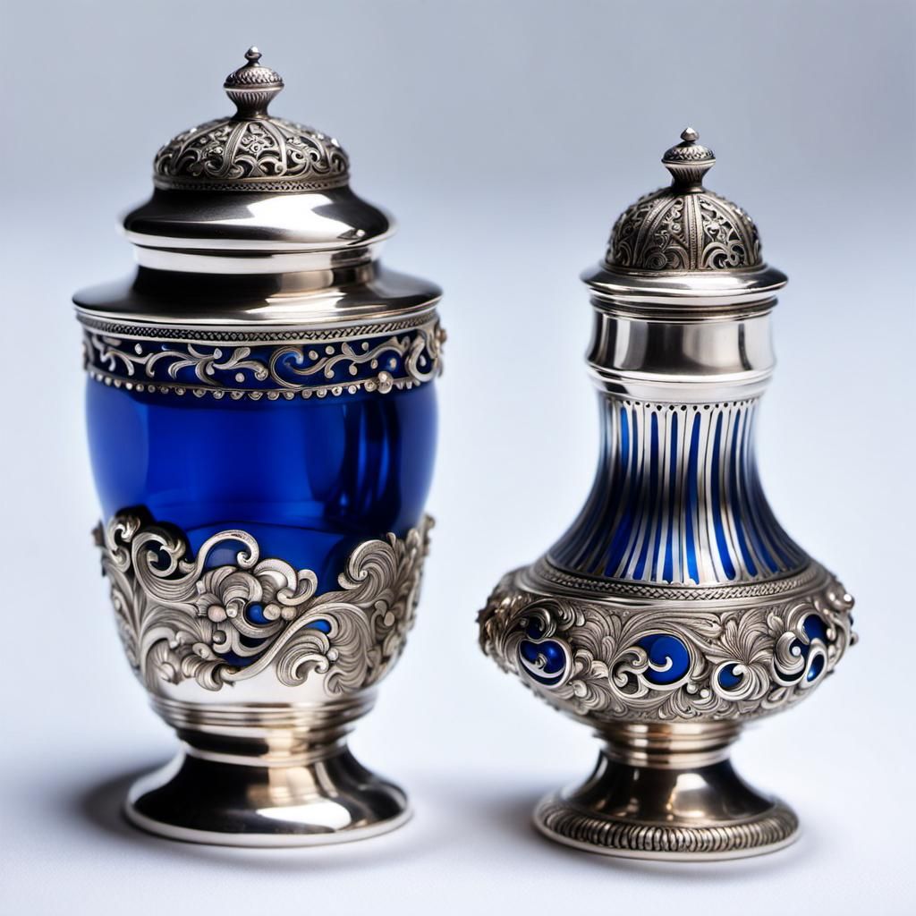 Antique Silver Pepper and Salt Shakers