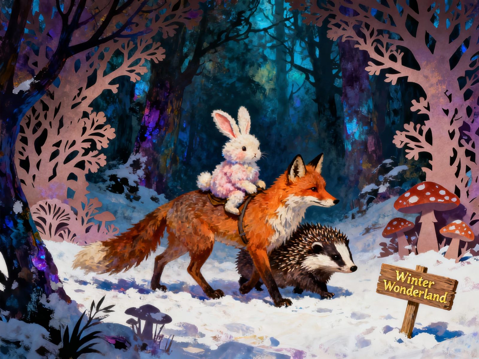 Winter Wonderland: Animals in Snowy Forest