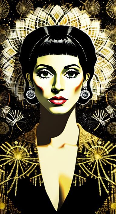 Surreal Art Deco Portrait with Dandelions