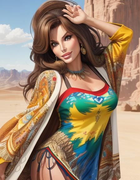 Raquel Welch Style Portrait in 1960s Fashion