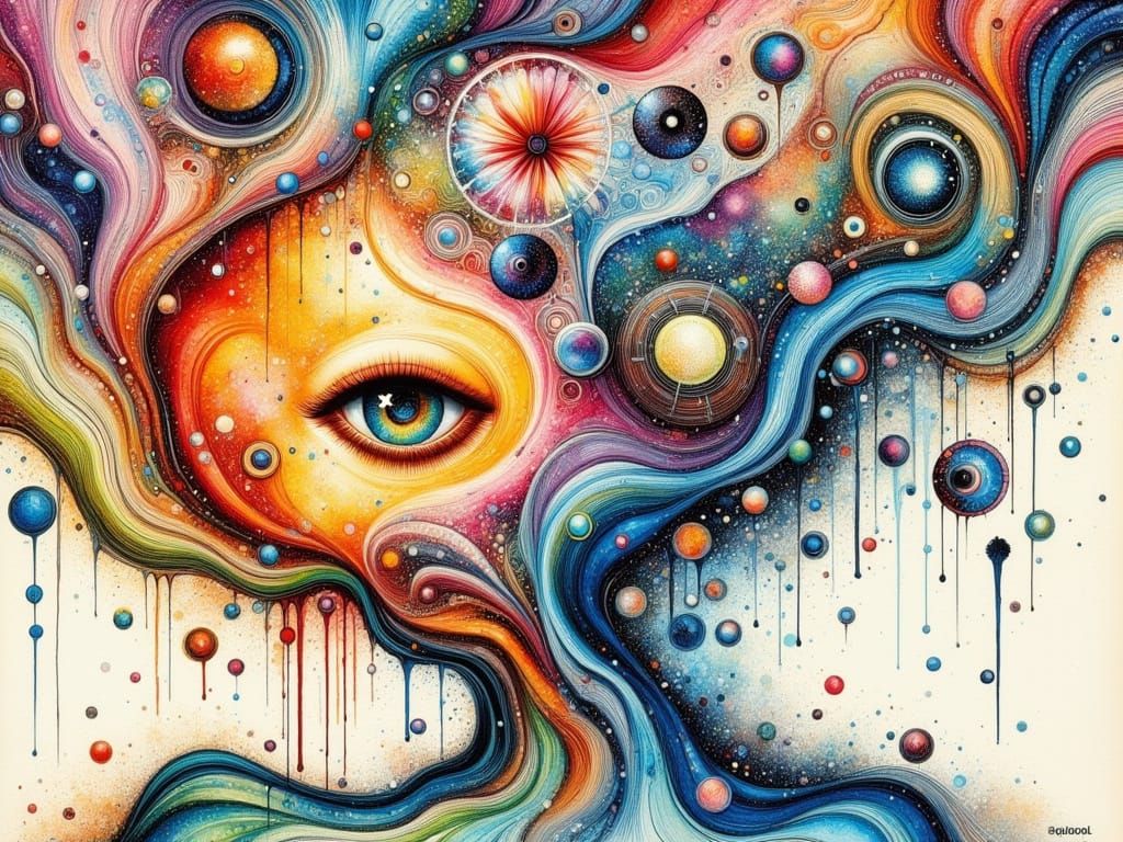 Whimsical Watercolor Abstraction in Vibrant Colors