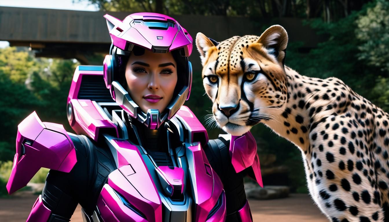 Arcee From Transformers Takes a Selfie With Cheetah