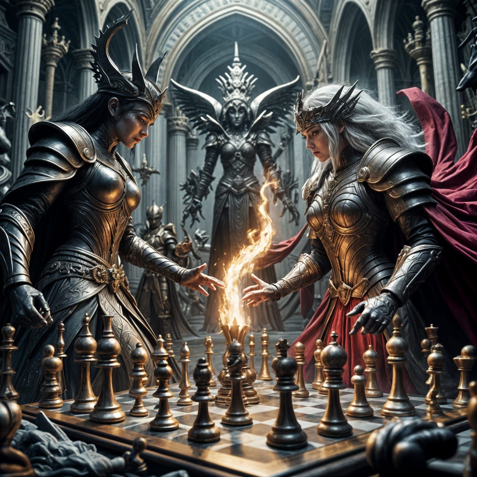 Epic Chess Battle between Dark Queen and Ivory King