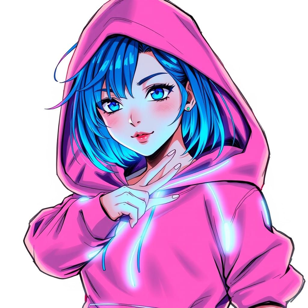 Glowing Neon Goddess in Cyberpunk Style