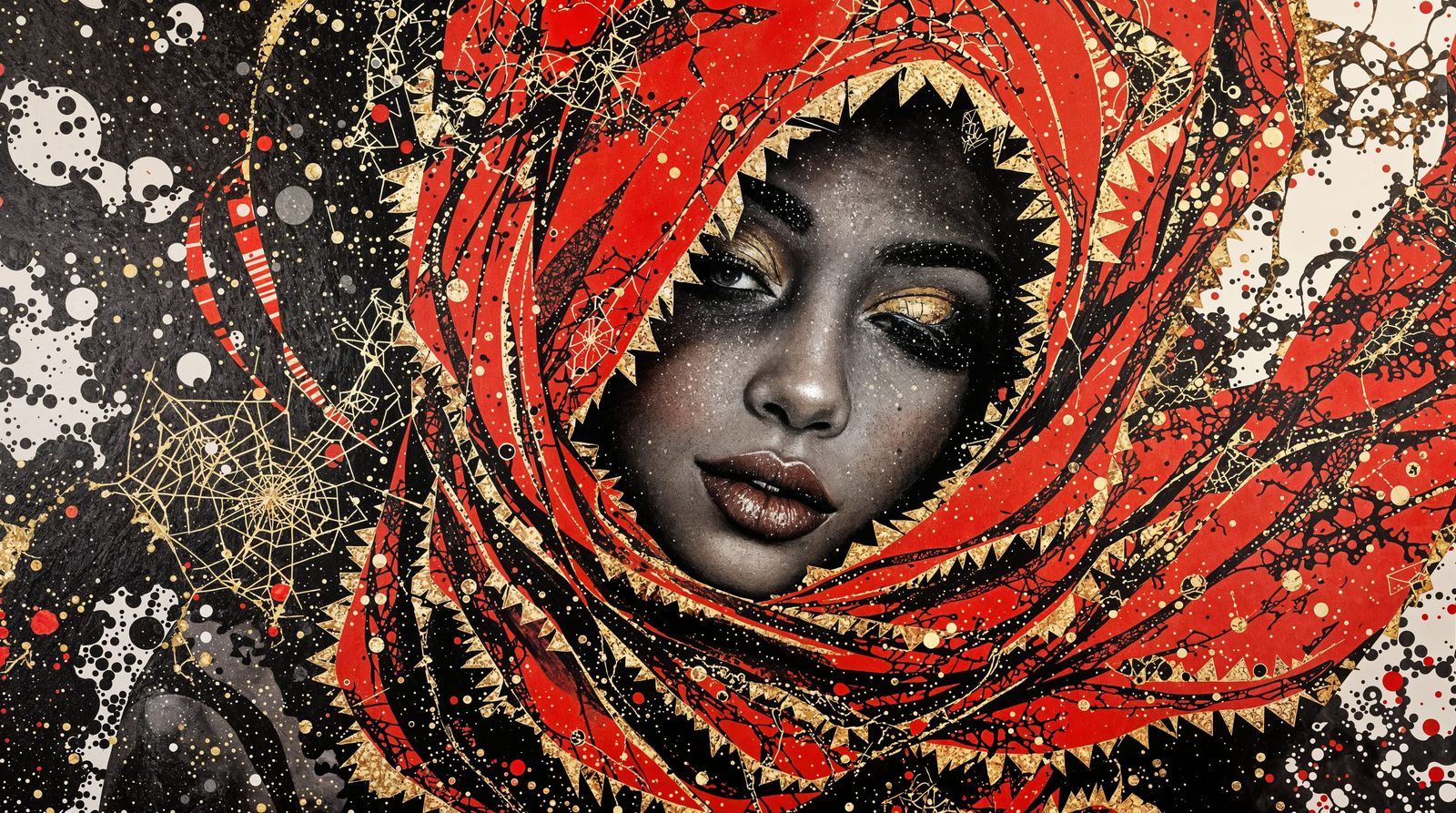 Vibrant Portrait of a Young Woman in Intricate Oil Painting ...