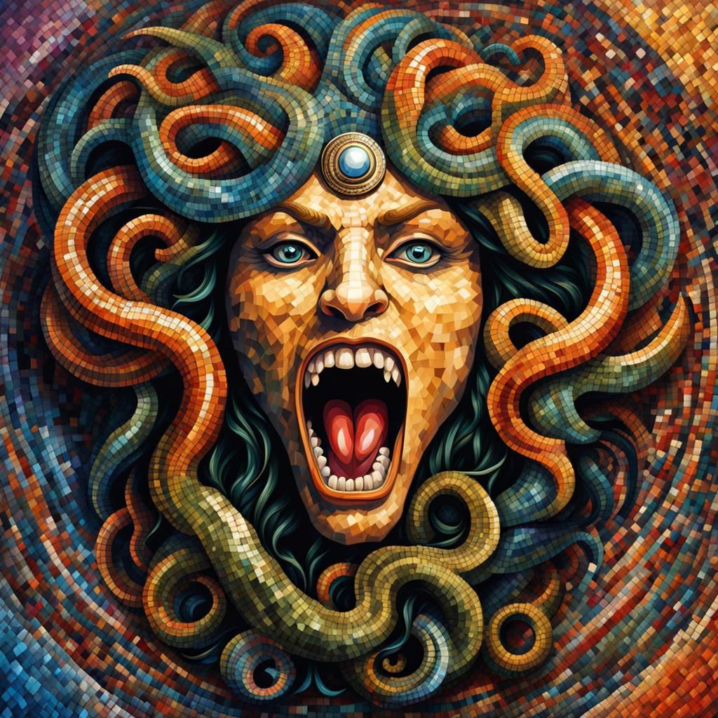 Gorgon medusa mosaic shield