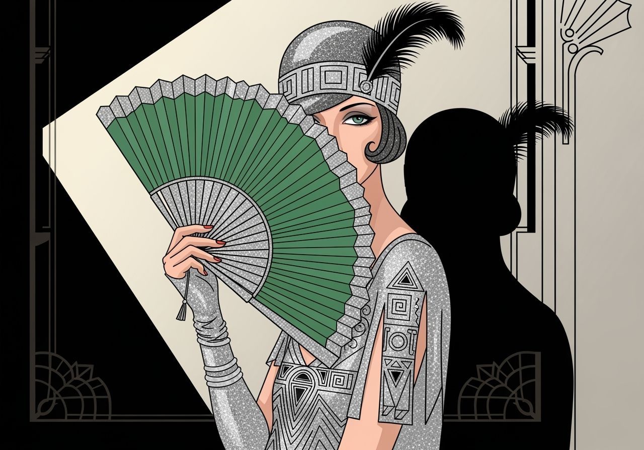 Art Deco Flapper Portrait with Jade Fan