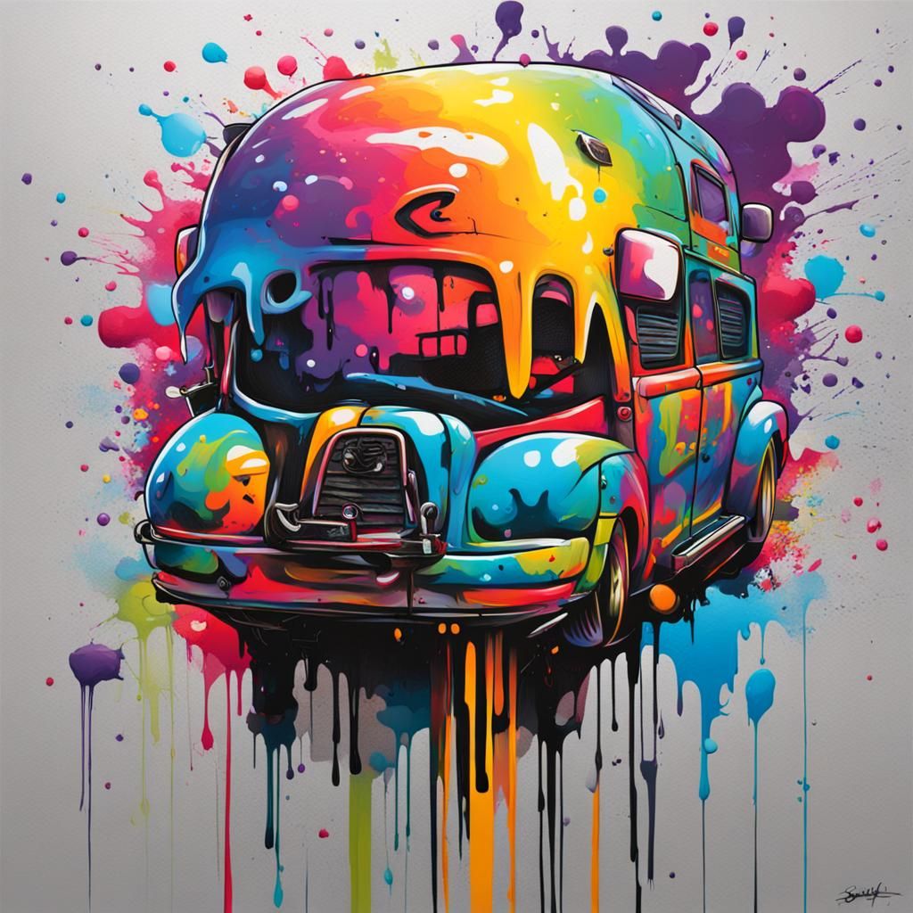 Colorful Polychromatic Graffiti Art in Splash Art Style