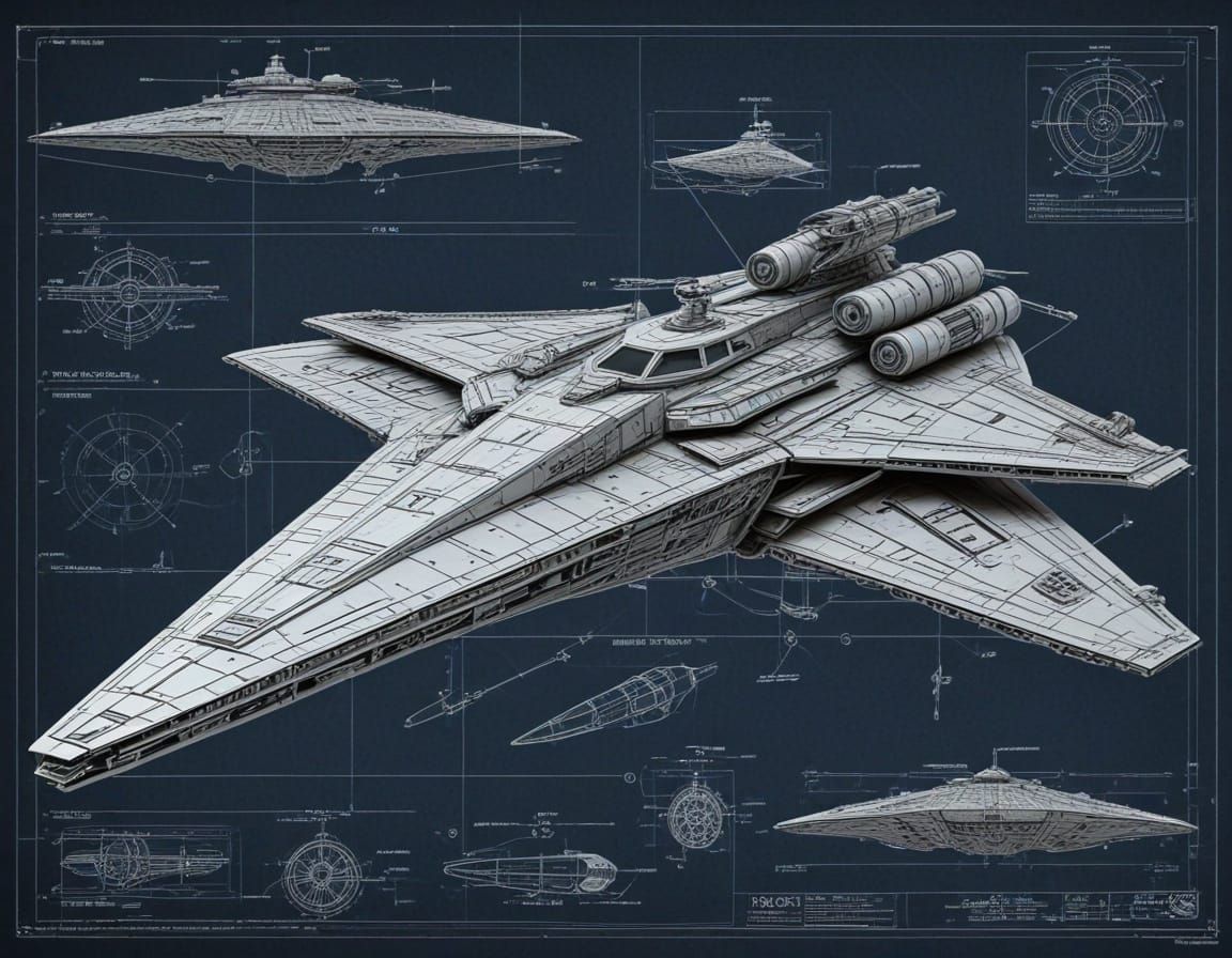 Steampunk Star Destroyer Blueprint Schematic