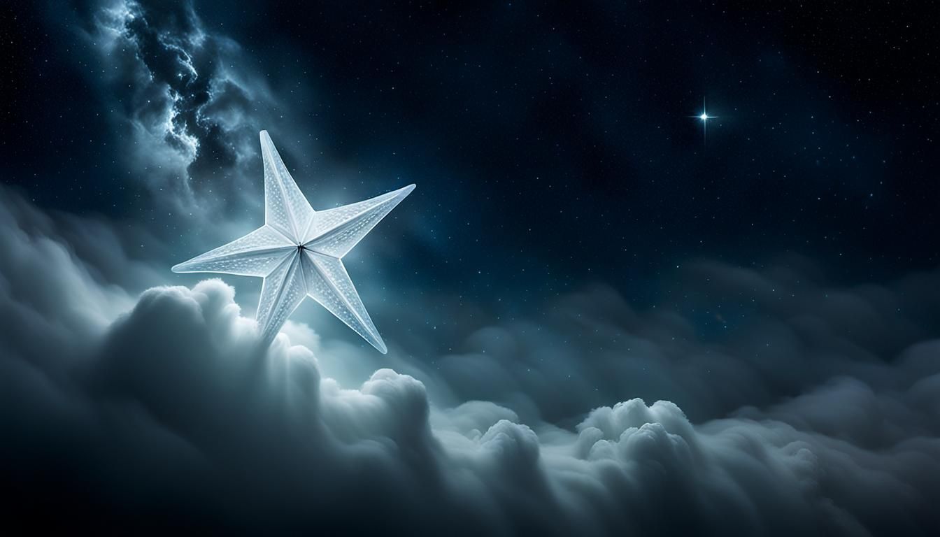 Ethereal Lone Star in a Misty Night Sky
