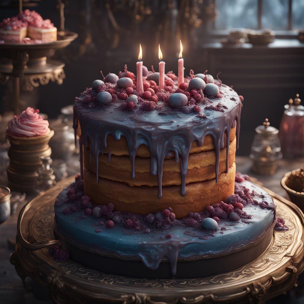 Fantastical Cake in Detailed Matte Painting Style