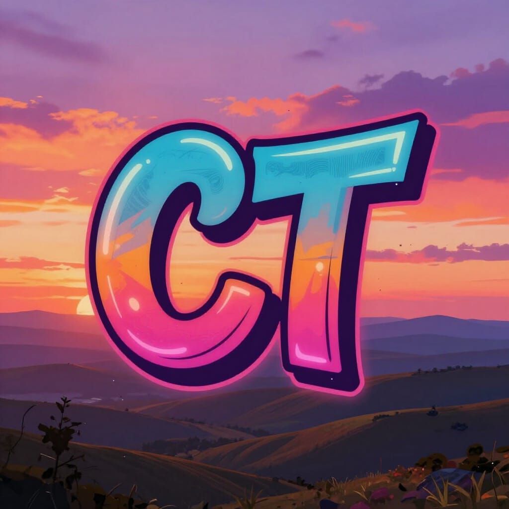 Vibrant Graffiti Letters CT at Dreamy Sunset