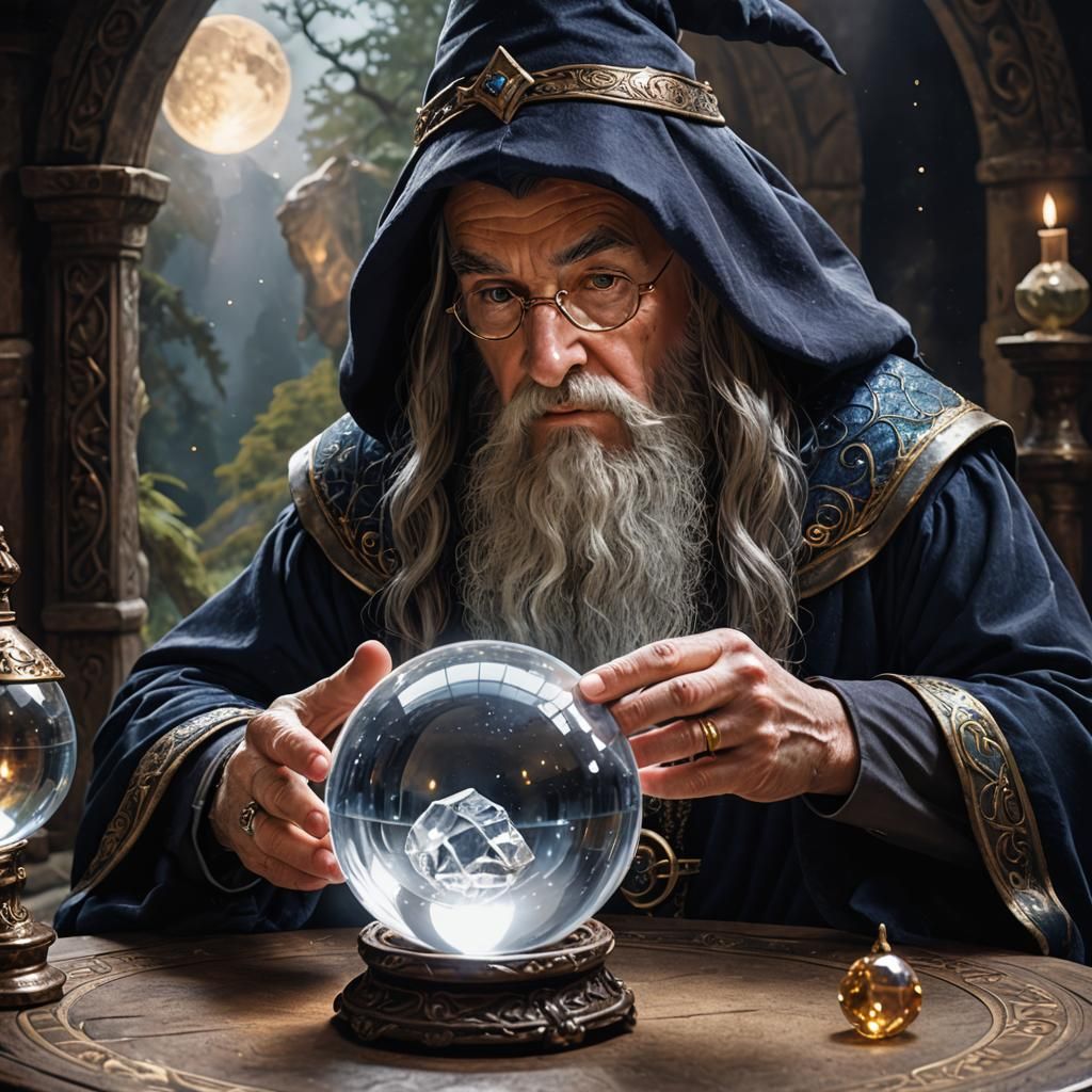 Wizard Gazing into Crystal Ball